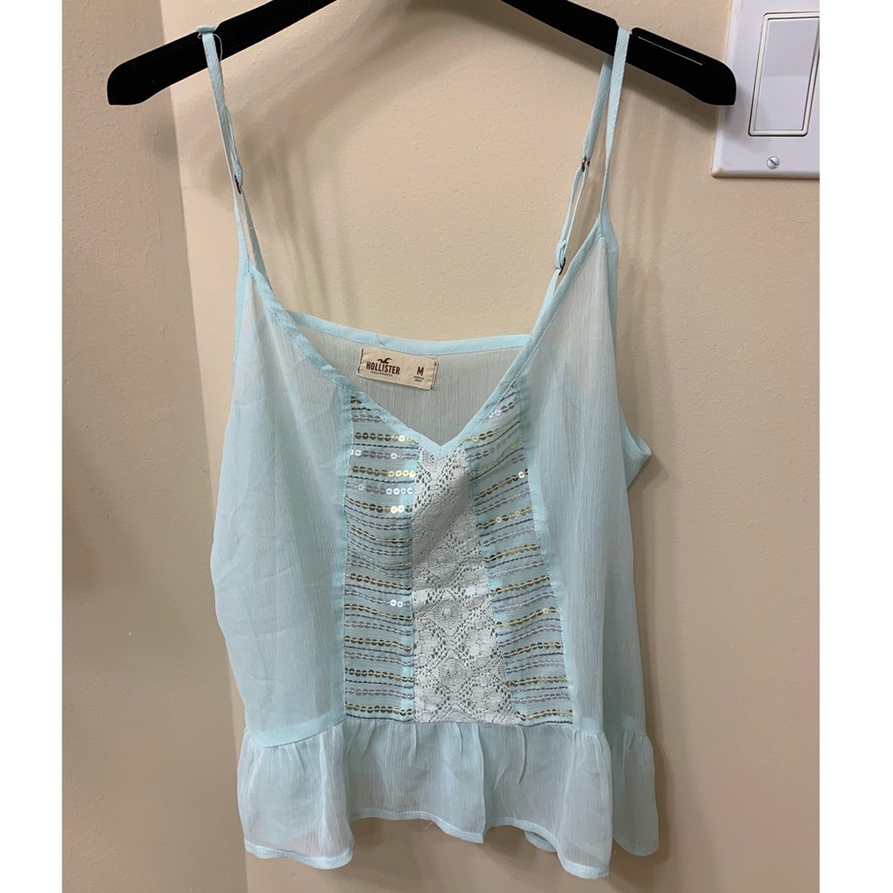 Hollister light blue sequin camisole M